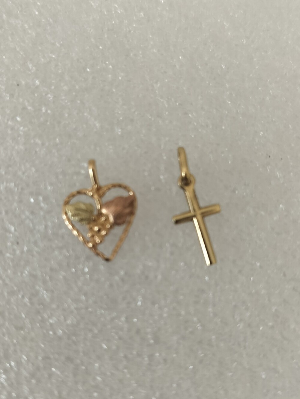 10k Yellow Gold Heart and Cross Pendant Set - Gold-Tone Women's